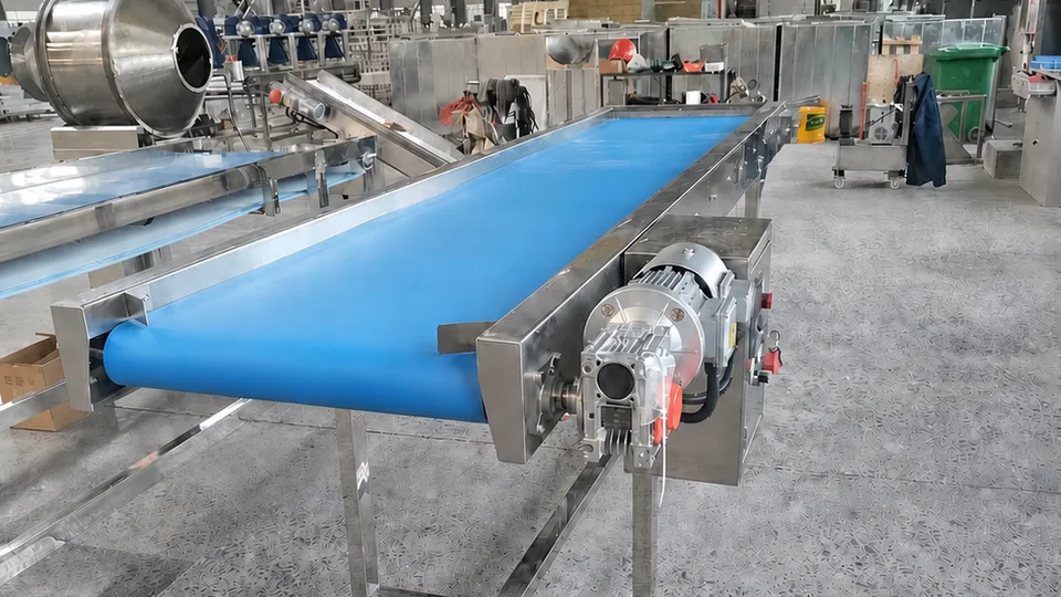 Food processing conveyor photographed in the Hadof workshop