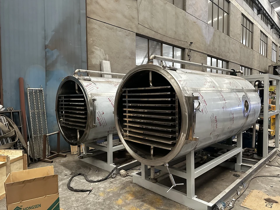 Industrial vacuum freeze-dryer chambers in the manufacturing workshop